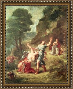 Promise of Spring Framed Paintings - Orpheus and Eurydice Spring from a series of the Four Seasons 1862 by Eugene Delacroix