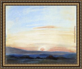 Sower with Setting Sun After Millet Framed Paintings - Setting Sun by Eugene Delacroix