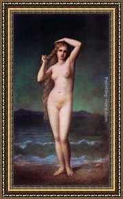 Bathers Framed Paintings - The Bather by Eugene-Emmanuel Amaury-Duval
