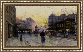 Scene Framed Paintings - Paris Street Scene by Eugene Galien-Laloue