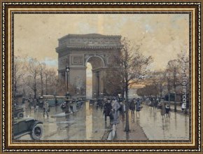 Joan of Arc Framed Paintings - The Arc de Triomphe, Paris by Eugene Galien-Laloue