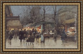 Boulevard Montmarte Framed Paintings - The Grands Boulevards, Paris by Eugene Galien-Laloue