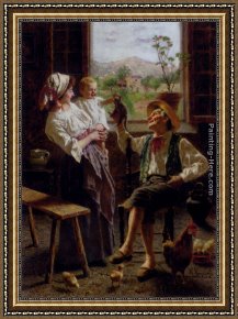 Friends Framed Paintings - A New Friend by Eugenio Zampighi