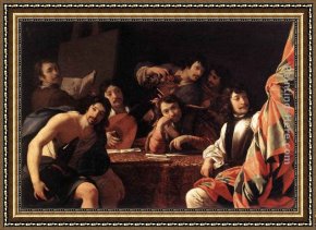 Friends Framed Paintings - A Gathering of Friends by Eustache Le Sueur