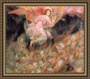 Soul Reflection 2 Framed Paintings - Angel Piping to the Souls in Hell by Evelyn de Morgan