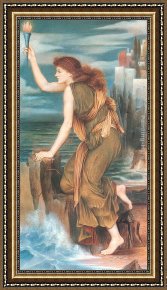 Return Framed Paintings - Hero Awaiting the Return of Leander by Evelyn de Morgan