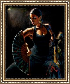 Fabian Framed Paintings - Celina con Abanico II by Fabian Perez