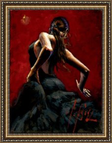 Girl with Red Hair Framed Paintings - dancer in red black dress by Fabian Perez