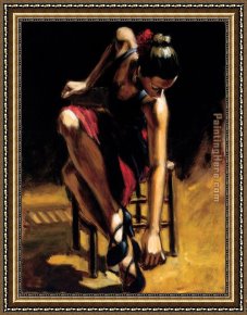 Fabian Framed Paintings - Dancerin Red Skirt by Fabian Perez