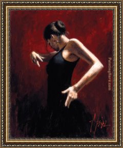 El Bano Del Caballo [the Horse's Bath] Framed Paintings - El Baile del Flamenco en Rojo I by Fabian Perez