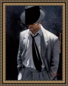 Fabian Framed Paintings - MAN IN WHITE SUIT IV by Fabian Perez