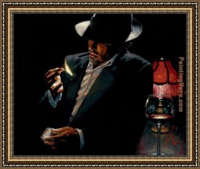 Fabian Framed Paintings - Man lighting Cigarette II by Fabian Perez