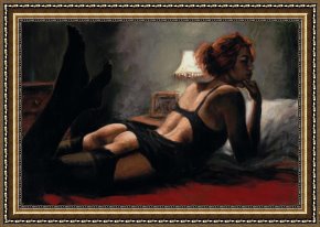 Fabian Framed Paintings - MEDIAS NEGRAS II by Fabian Perez