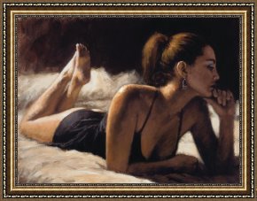 Bed of Chrysanthemums Framed Paintings - Paola in Bed by Fabian Perez