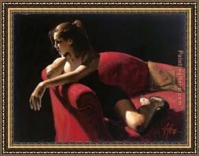 Fabian Framed Paintings - Rojo Sillion III Second State by Fabian Perez