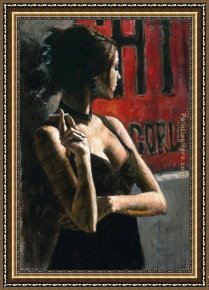 The Sign Painter [detail] Framed Paintings - THE RED SIGN by Fabian Perez