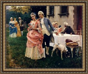 An Afternoon Ride Framed Paintings - An Afternoon Tea by Federico Andreotti