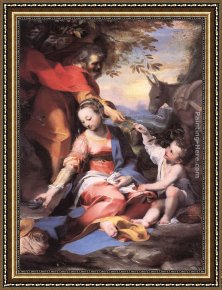 Rest Framed Paintings - Rest on the Flight to Egypt by Federico Fiori Barocci