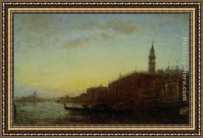 Comtesse De Tillieres Framed Paintings - Gondole quittant le quai des Escvalons Venise by Felix Ziem