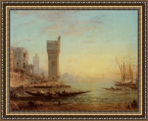 Port, Framed Paintings - Un Port Oriental by Felix Ziem