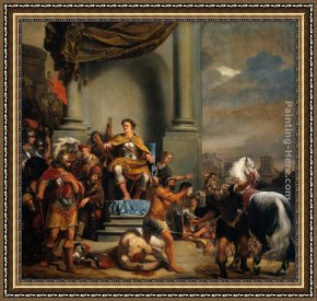 Elijah Restoring The Widow's Son Framed Paintings - Consul Titus Manlius Torquatus Beheading His Son by Ferdinand Bol