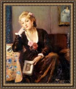 Intimate Thoughts Framed Paintings - Faraway Thoughts by Fernand Toussaint