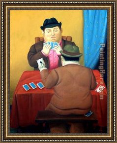 Card Player Framed Paintings - Card Players by Fernando Botero