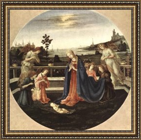 Filippino Lippi Framed Paintings - Adoration of the Child by Filippino Lippi
