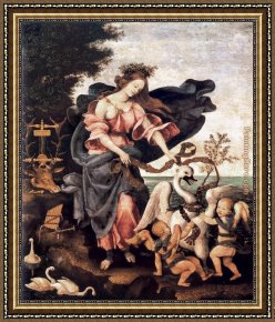 Allegory of May Triumph of Apollo Framed Paintings - Allegory of Music or Erato by Filippino Lippi