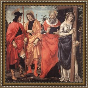 Filippino Lippi Framed Paintings - Four Saints Altarpiece by Filippino Lippi