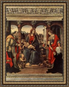 Filippino Lippi Framed Paintings - Madonna with Child and Saints by Filippino Lippi