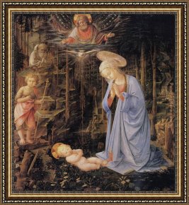Filippino Lippi Framed Paintings - The Adoration with the Infant St by Filippino Lippi
