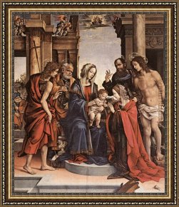 Filippino Lippi Framed Paintings - The Marriage of St Catherine by Filippino Lippi