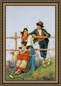 Courtship The Proposal Framed Paintings - The Courtship by Filippo Indoni