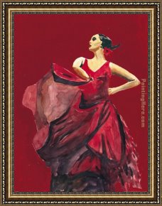 El Bano Del Caballo [the Horse's Bath] Framed Paintings - Bailarina Orgullosa del Flamenco by Flamenco Dancer