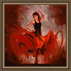 Crimson Dancer Framed Paintings - Crescendo I by Flamenco Dancer