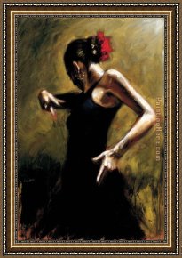Crimson Dancer Framed Paintings - Dancer In Black by Flamenco Dancer