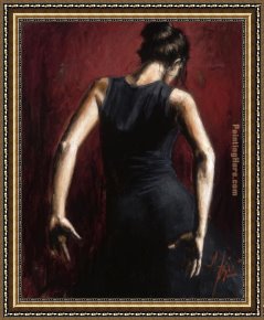 Crimson Dancer Framed Paintings - El Baile del Flamenco en Rojo II by Flamenco Dancer