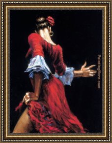 Crimson Dancer Framed Paintings - Flamenco Dancer II by Flamenco Dancer