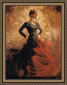 Crimson Dancer Framed Paintings - Flamenco II by Flamenco Dancer