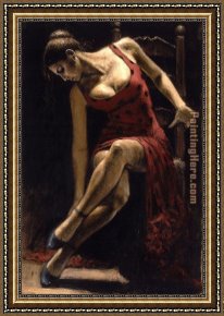 Crimson Dancer Framed Paintings - lunares negros ii by Flamenco Dancer