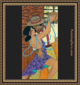 The Night Cafe Framed Paintings - Penny Feder Tango Night I by Flamenco Dancer