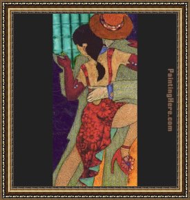 The Night Cafe Framed Paintings - Penny Feder Tango Night II by Flamenco Dancer