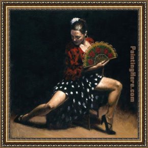 Crimson Dancer Framed Paintings - sevillana by Flamenco Dancer
