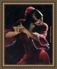 Crimson Dancer Framed Paintings - Study for Flamenco by Flamenco Dancer