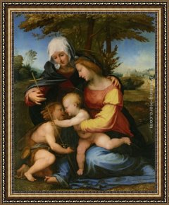 The Vision of Saint John Framed Paintings - The Madonna and Child in a Landscape with Saint Elizabeth and the Infant Saint John the Baptist by Fra Bartolommeo