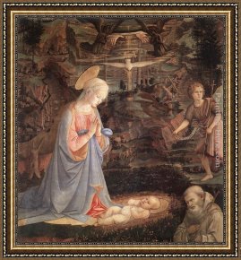 Filippino Lippi Framed Paintings - Adoration of the Child with Saints by Fra Filippo Lippi