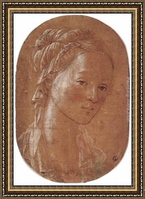 Filippino Lippi Framed Paintings - Head of a Woman by Fra Filippo Lippi