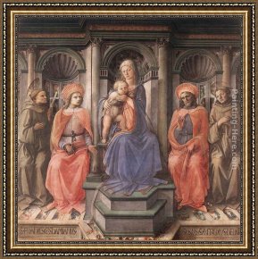 Filippino Lippi Framed Paintings - Madonna Enthroned with Saints by Fra Filippo Lippi
