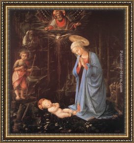 Filippino Lippi Framed Paintings - Madonna in the Forest by Fra Filippo Lippi